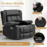 Solric Recliner Sofa Black (5)