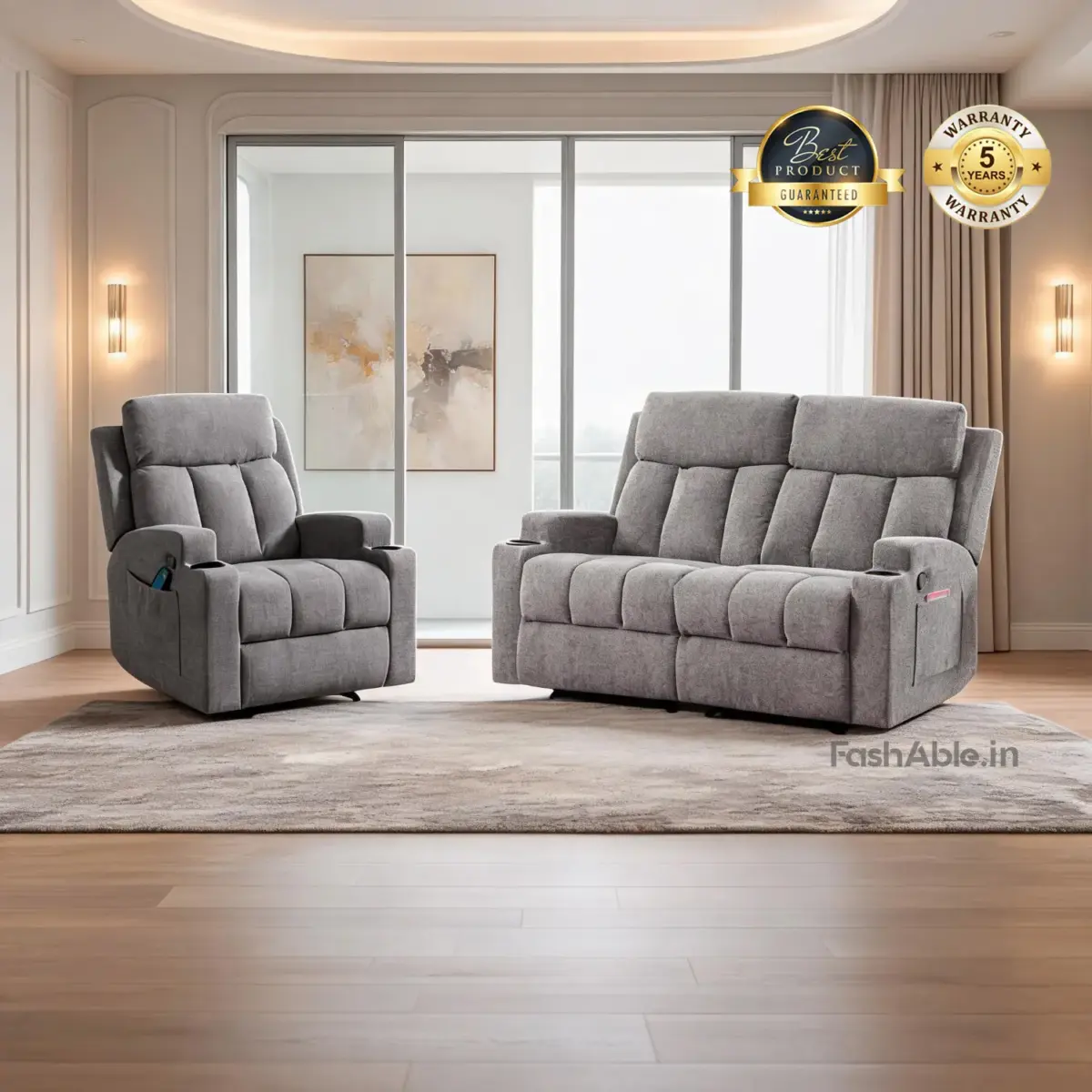 Celesto Recliner Sofa LGrey