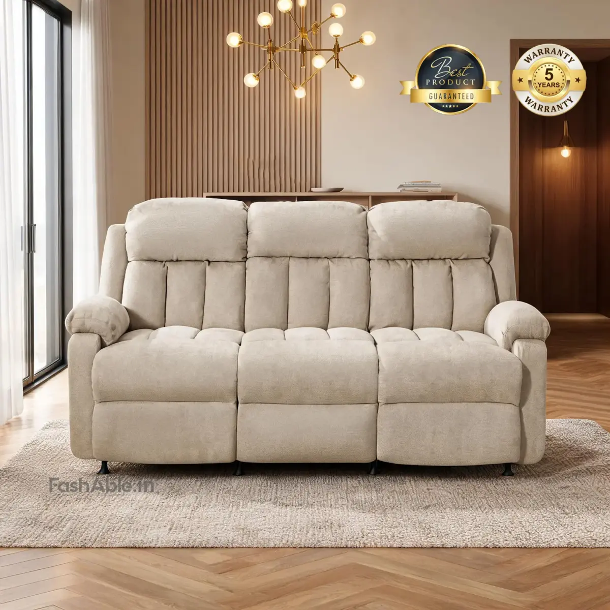 Denvell Recliner Sofa Beige (1)