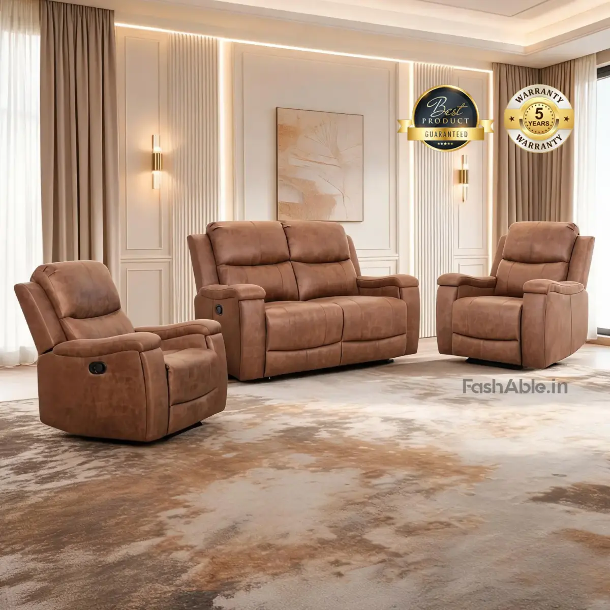 Elvar Recliner Sofa Brown