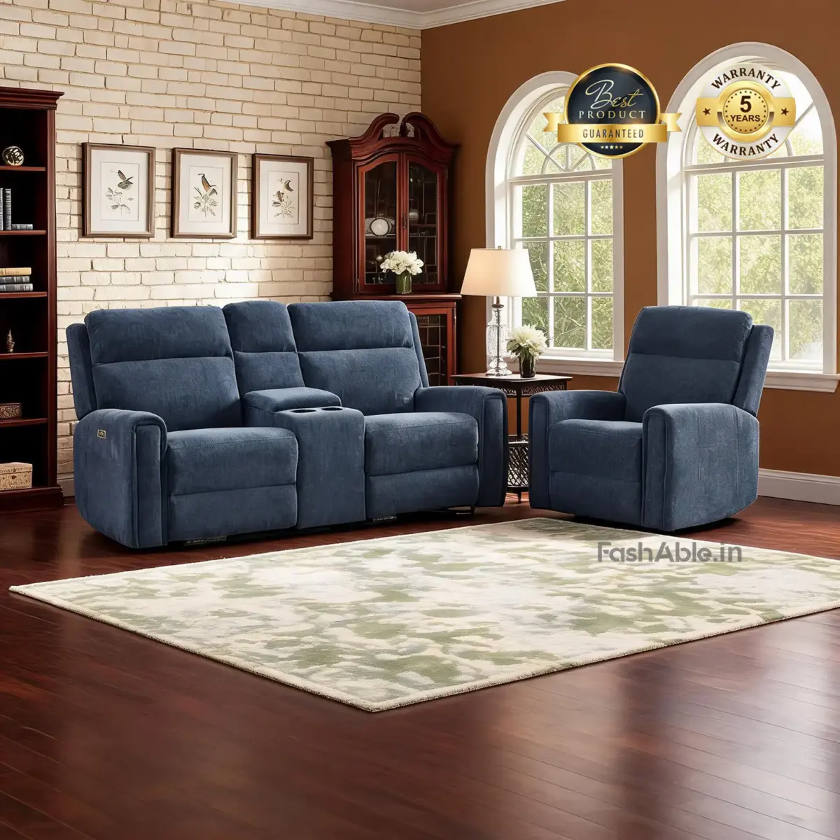 Hervin Recliner Sofa Blue