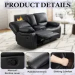 Kingsley Recliner Sofa Black (9)