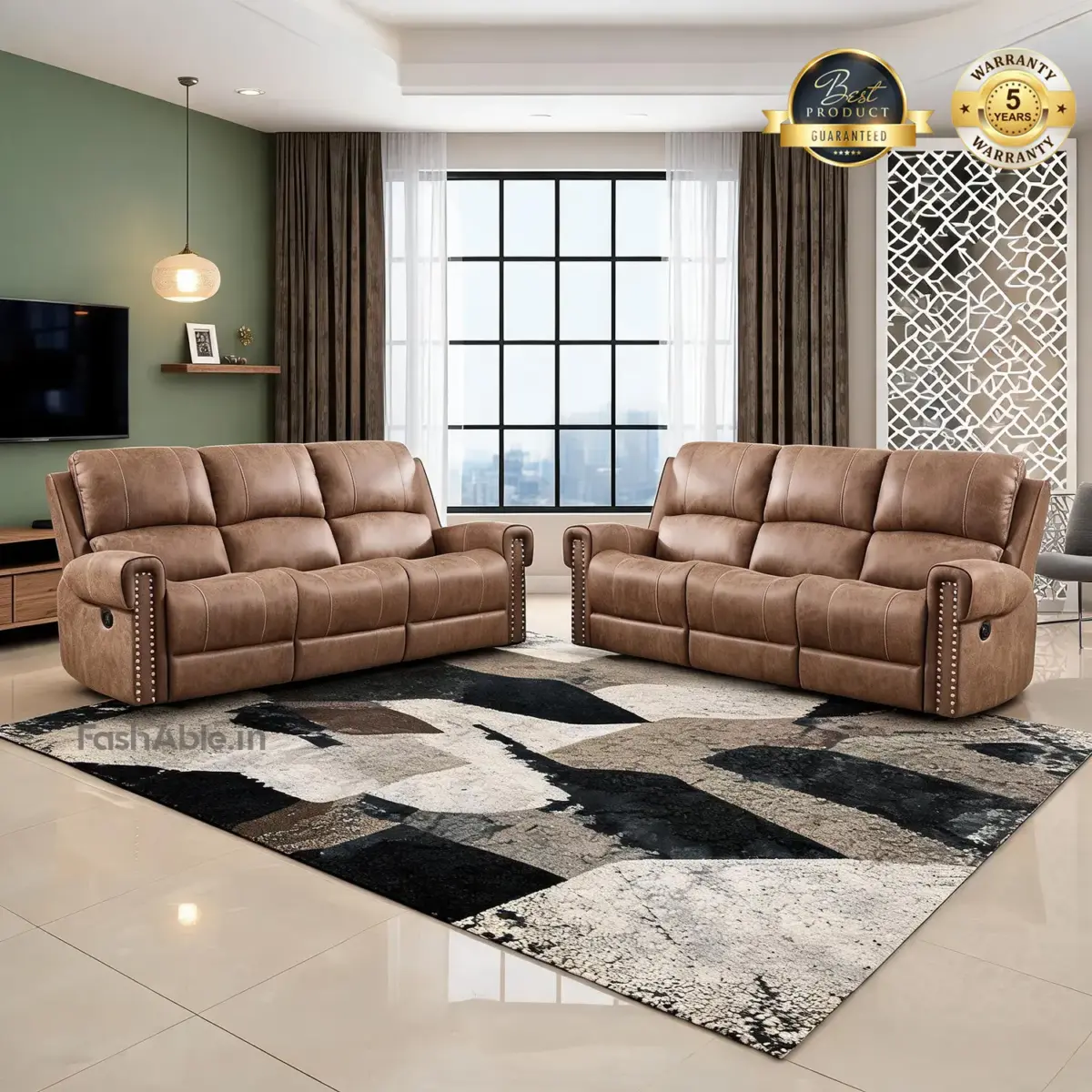 Lancaster Recliner Sofa Brown