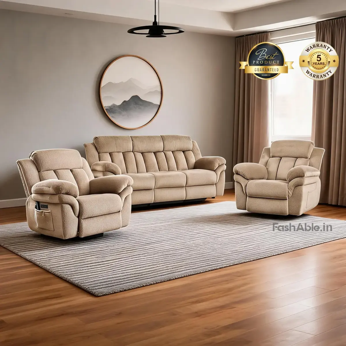 Selvar Recliner Sofa Beige