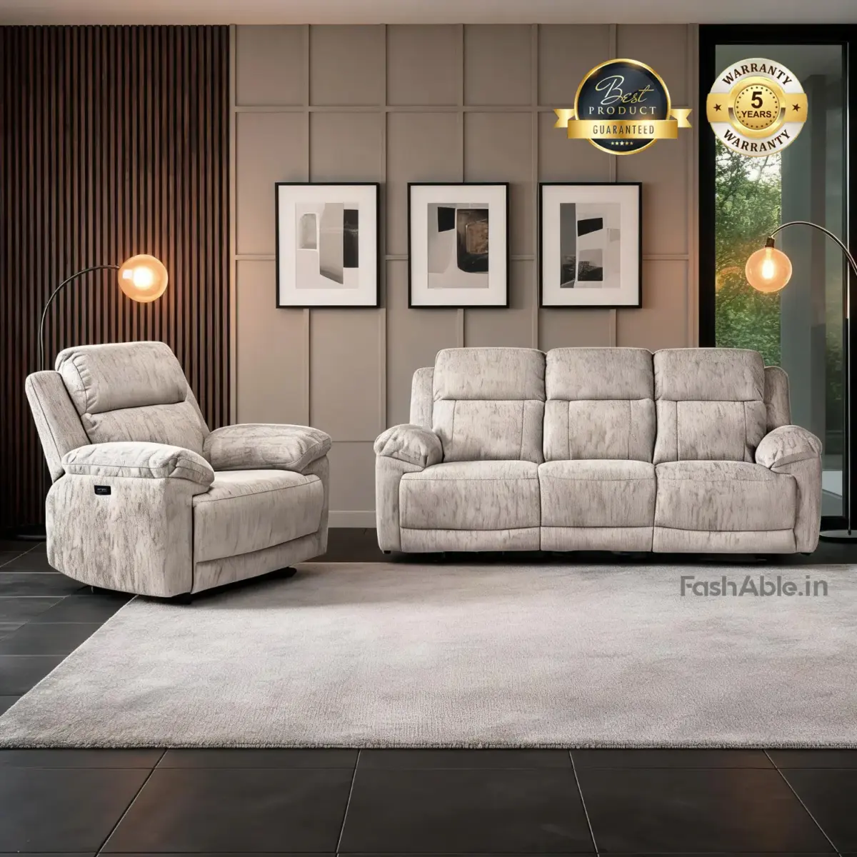 Sofina Recliner Sofa LGrey (1)